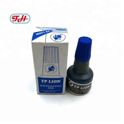 China 30ml office use color metal blue stamp ink approving oil ink stamp protection ink for sale