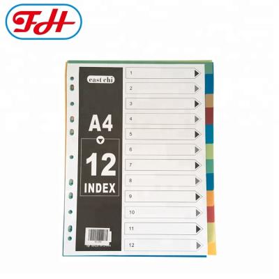 China School A4 PP Stationery Color Index Folder Label Dividers Index Folder Divider for sale