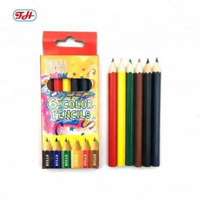 China Drawing Writing 6 Colors Mini Colored Pencils Custom Drawing Hexagon Pencil Good Quality Wooden Colored Pencil for sale