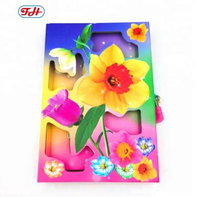 China 32K Hardcover Gift Notebook With Flower Designs A5 Diary With Lock for sale