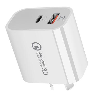 China PD 18W PD 18W Dual USB Charger Type Quick QC 3.0 Quick Power Adapter EU USA UK AU Plug Wall Charging USB Port Charger Phone Wall Charger for sale