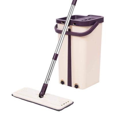 China 2022 Hands Free Self-Cleaning Magic Flat Mop With Bucket Cleaning Mop Set for sale