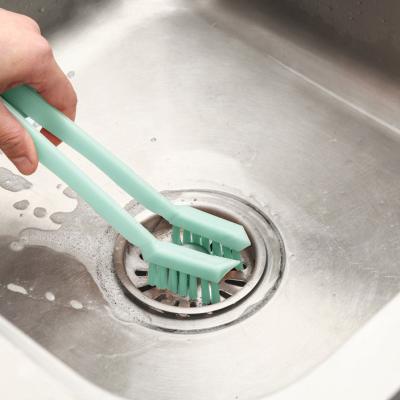 China New Hand Tweezers Cleaning Brush Hair Bristle Multifunctional Sink Drain Cleaning Brush Gap Brush for sale