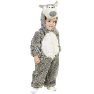 China Polyester Children's Festival Gray Wolf Cartoon Role Play Animal Costume for sale