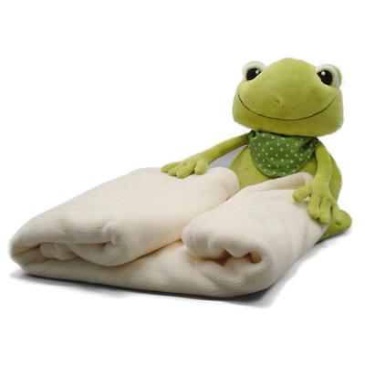 China Plush Baby Blanket With Animal Custom Soft Toy Frog Toy Blanket Cute Super Soft Floral Grade for sale