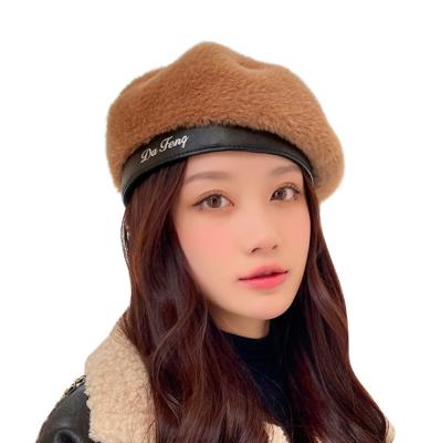 China Luxury Pearl Striped Berets Rivet Cashmere Beret Women Hats French Hot Girls Knitted Beret Hat for sale