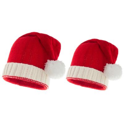 China New Parent-child Christmas Wool Ball Hat European American Simple Acrylic Mother Baby Winter Character Warm Knitting Hat for sale