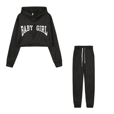 China Anti-pilling Women's Casual Hoodie Long Sleeve Pullover Hoodies And Basic Gym Jogger Set Short Sport Set for sale