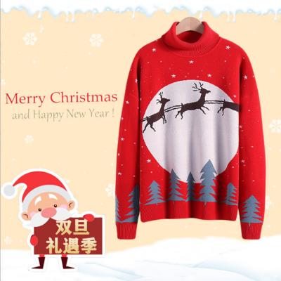 China Retro Girl Christmas Lazy Wind Deer Cartoon Anti-wrinkle Winter Sweater Loose Round Neck Pullover Sweater for sale