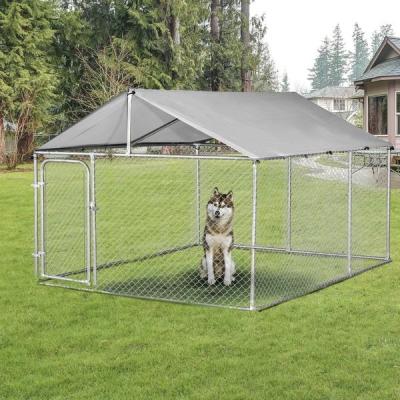 China Large Sustainable Outdoor Dog Kennel Galvanized Steel Chain Link Dog Fence With Oxford Cloth Roof And Lock for sale