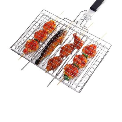 China Dustproof Portable BBQ Grilling Basket, Stainless Steel Barbecue Grill Basket with Long Handle for Fish, Vegetable, Steak for sale