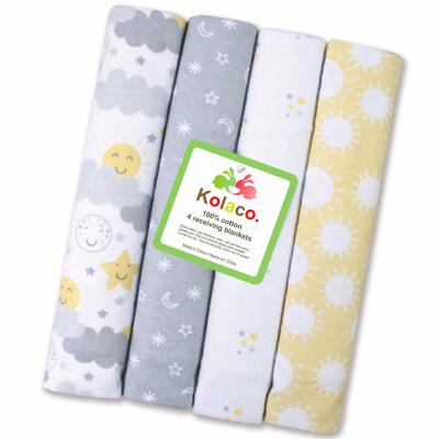 China New Color 4pcs/pack 100%cotton Flame Retardant Flannel Receiving Newborn Baby Blanket for sale