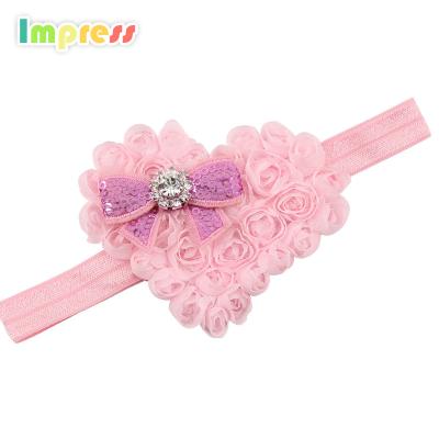 China Fabric Lace Up Baby Hair Accessories Pink Heart Headband for sale