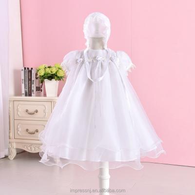 China Medium Babies Embroidered Baptism Christening Gown Formal Party Dresses With Hat for sale