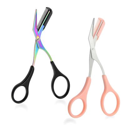 China Stainless Steel Eyebrow Shaping Scissors Cut Comb Hair Remover With Comb Beauty Tool for sale