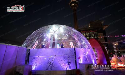 China 3-60M diameter geodesic dome tent, High quality PVC geodesic dome tent, Clear large Glamping hotel geodesic dome tent for sale