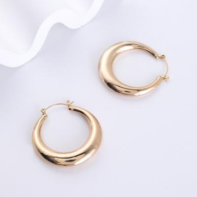 China TRENDY Fashion Tube Hoop Earrings Jewelry 14k Stainless Steel Rounded Gold Plated Earrings For Gift for sale