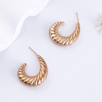 China TRENDY Fashion Crescent Styling Stud Earrings 14k Gold Plated Stainless Steel Designer Stud Earrings For Women Jewelry for sale