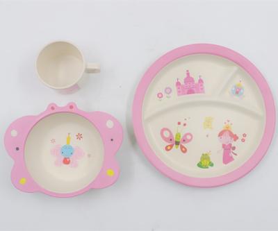 China For Kids Recycled Non-Toxic Bamboo Fiber Kids Dinnerware Sets With Decal Printing for sale