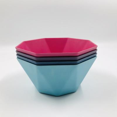 China New Design Disposable Hexagon Biodegradable Bamboo Fiber Salad Bowl for sale