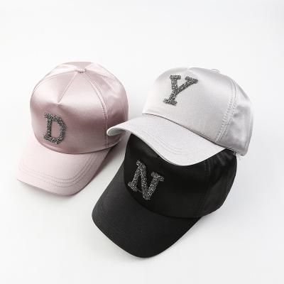 China Minimum 100 Pcs Unisex Baseball Cap Common Luxury Logo Glitter Baseball Cap Custom Made Satin Hat For Choice for sale