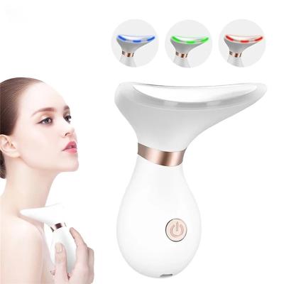 China Multifunctional Skin Rejuvenation Face Neck Massager Lift Up Beauty Devices Remove Dual Chin LED Anti Photon Therapy Wrinkle Skin Care Tools for sale