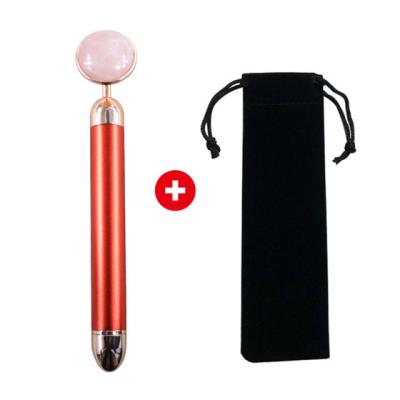 China Face Lift Jade Roller Vibrating Rose Quartz Electric Face Roller Eye Massager Jade Roller Face Lift Slimming Beauty Bar Massager for sale