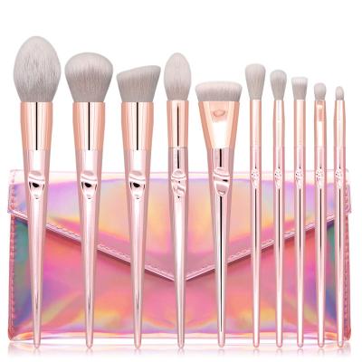 China Fan Brush 10pcs Makeup Brush Set For Foundation Cosmetic Powder Blush Eyeshadow Kabuki Blend Make Up Brush Beauty Tool for sale