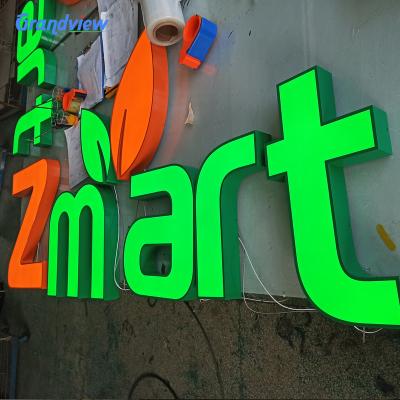 China Solid and Strong Stainless Steel Metal Logo Sign Wall Mounted Letter Outside Led Advertising Front Store Light Logo Sign Led Front Lit Sign for sale