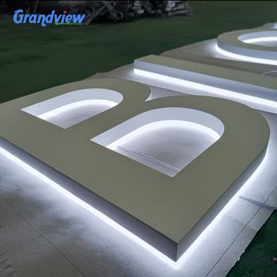 China Solid and Strong Custom Shop Led Signs Wall Mounted Stainless Steel LED 3D Acrylic Backlit Letter Sign Lobby Signage Logo Sign for sale