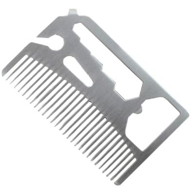 China Home and Away Multifunctional Stainless Steel Beard Comb, Wallet Pocket Bottle Opener Comb, Anti-static Hair Comb for sale