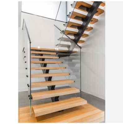 China Modern Indoor Wooden Stair Rail Steel Mono Staircase for sale