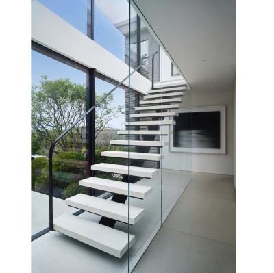 China Modern L Shaped Metal Straight Staircase Wooden Steel Staircase for sale