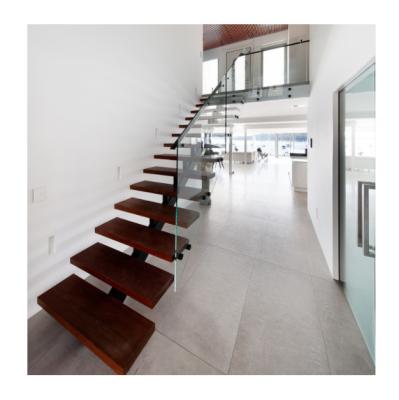 China Modern Wooden Tread Open Attic Stairs Wooden Steel Stairs for sale