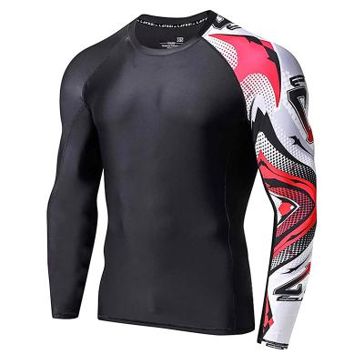 China CUSTOM High Quality Long Sleeve Spandex / Polyester Compression Shirt Rash Guard for sale