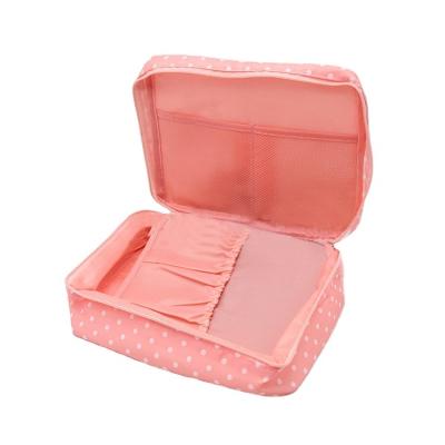 China Fashion Factory Sale Widely Used Pink Dot Polyester Cosmetic Travel Bag Storage Bags for sale