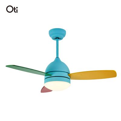 China Cooling Light Air+LED Multicolor Ceiling Fan Light Blade Colorful Led Fan Light Led Ceiling Fans With Remote Control Led Lights for sale