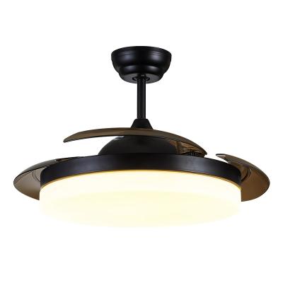 China With 36inch 42inch Blade Black Light Luxury Invisible Ceiling Fan With Light 220v Prices for sale