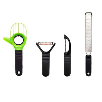 China Amazon Viable Swivel Vegetable Peeler 4-Piece Multifunctional Kitchen Utensil Set Stainless Steel Blades Silicone Handle Kitchen Tools for sale