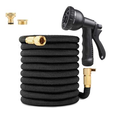 China Garden 50FT Metal Solid Brass Fitting With Expandable Double Latex Core Tube Garden Water Hose Lightweight for sale