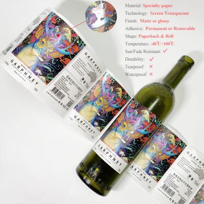 China Beautify Product Packaging Rectangle Luxury High Visibility Special Double Layer Embossed Eco - Friendly Wine Label Stickers for sale