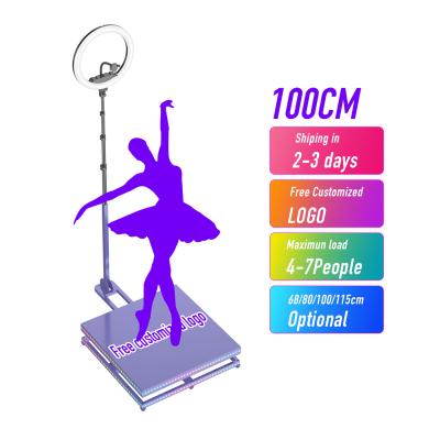 China Tracking Rotating Face 100cm 360 Degree Video Photo Booth With Led Magic Mirror Photo Stand Props Ipad 360 Photo Booth Machine for sale