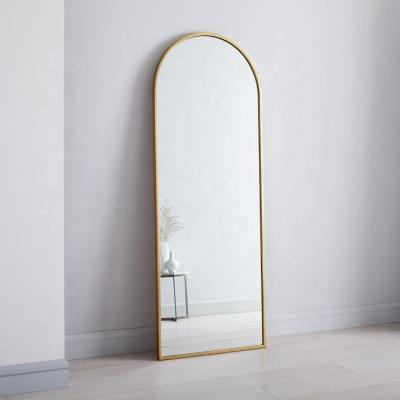 China Stylish Minimalist SWT Lobby Arched Full Length Metal Framed Free Standing Standing Mirror for sale