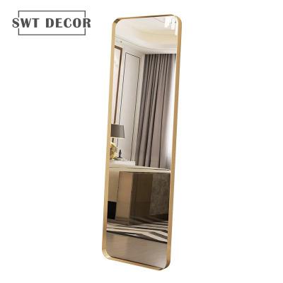 China SWT Decorative Full Standing Metal Framed Long Body Dressing Floor Large Wall Mirror for sale