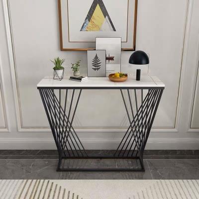 China SWT Handmade Living Room Furniture Streamline Console Marble Metal Table for sale