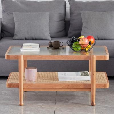 China Easy Compile Modern SWT Living Room Furniture Tempered Glass Rattan Coffee Tables for sale