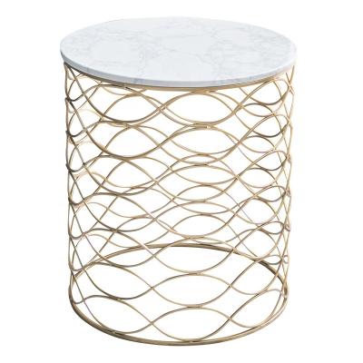 China (Size) SWT Adjustable Modern Metal Wire Round Corner Side Table With Marble Top for sale