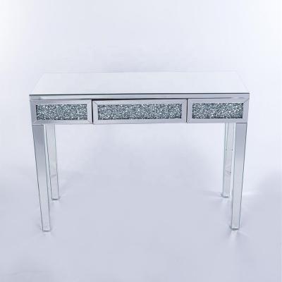 China Eco - Friendly SWT Crushed Diamond Two Drawer Mirrored Console Table For Living Room for sale