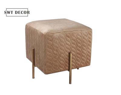 China SWT Eco-Friendly Modern Style Upholstered Pouf Lounge Chair Velvet Mini Footstool for sale