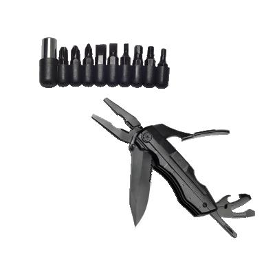 China Ourdoor Ability Hot Sale 9 in 1 Pocket Set Black Stainless Steel Pliers Classic Bit Classic Multi Tool with Nylon Pouch for sale